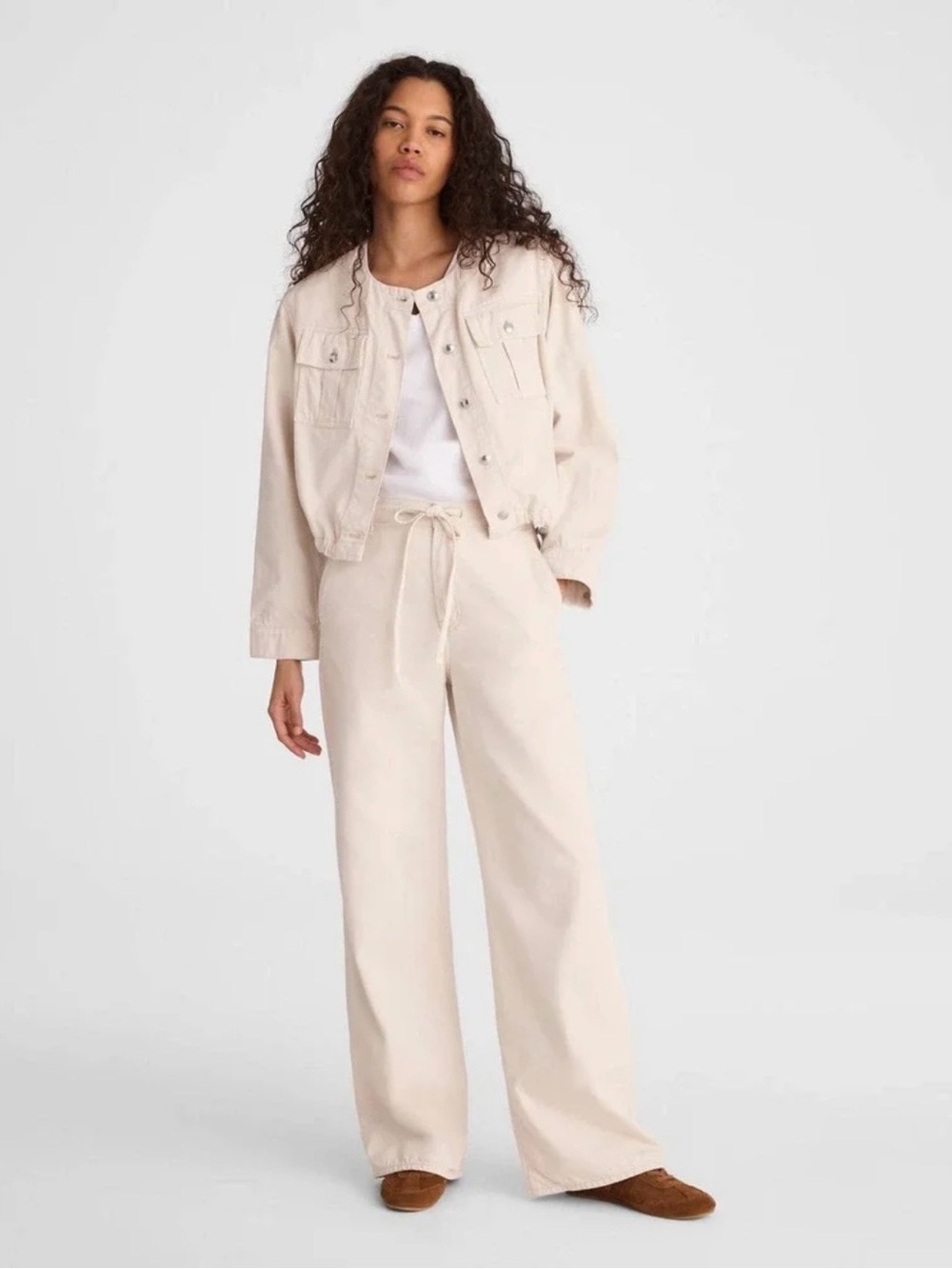 NWT Madewell Ultimate Wide Leg Pant Cream Vintage Canvas Airy Denim 29 NZ211 F